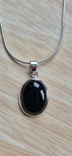 Zilveren kettinghanger Zwarte Onyx, Zwart, Nieuw, Ophalen of Verzenden, Met edelsteen