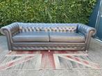 Xxl 270 breed chesterfield antraciet grijs leren bank, Huis en Inrichting, Ophalen, Gebruikt, 100 tot 125 cm, Chesterfield