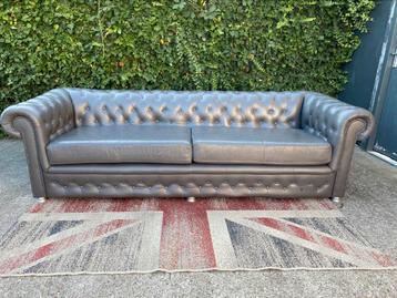 Xxl 270 breed chesterfield antraciet grijs leren bank beschikbaar voor biedingen