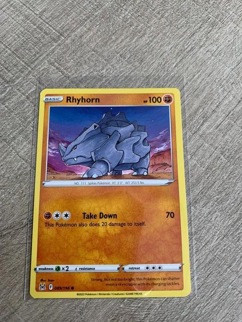 Rhyhorn 068/196 Lost Origin - Pokémon Kaart, Hobby en Vrije tijd, Verzamelkaartspellen | Pokémon, Nieuw, Losse kaart, Ophalen of Verzenden