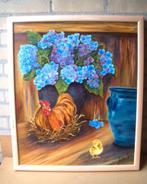 Joh. Elfring - Ruiter - Hortensia met kip - olieverf -, Antiek en Kunst, Kunst | Schilderijen | Klassiek, Ophalen of Verzenden