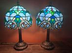 Prachtige set glas in lood lampen tiffanny style 36 cm hoog, Ophalen of Verzenden, Zo goed als nieuw, Glas