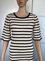 H458 Zara Knit maat S=36 gestreepte jurk beige/zwart jurkje, Ophalen of Verzenden, Zo goed als nieuw, Maat 36 (S), Boven de knie