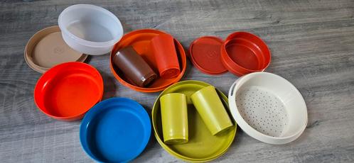Vintage Tupperware Partij - Bordjes & Bekers, Huis en Inrichting, Keuken | Tupperware, Gebruikt, Overige typen, Blauw, Groen, Wit