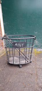 Metalen Houtmand op Wielen, Huis en Inrichting, Ophalen, Minder dan 50 cm, Gebruikt, Minder dan 50 cm