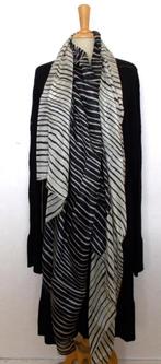 100% silk prachtige grote zwart/beige print sjaal, Verzenden, Nieuw, Maat 42/44 (L), Sjaal