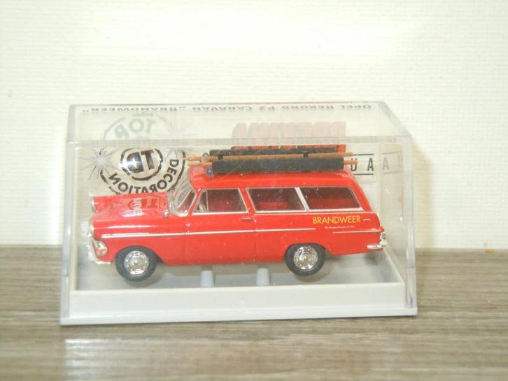 Opel Rekord PII P2 Caravan Brandweer - Brekina 1:87, Hobby en Vrije tijd, Modelauto's | 1:87, Zo goed als nieuw, Auto, Brekina