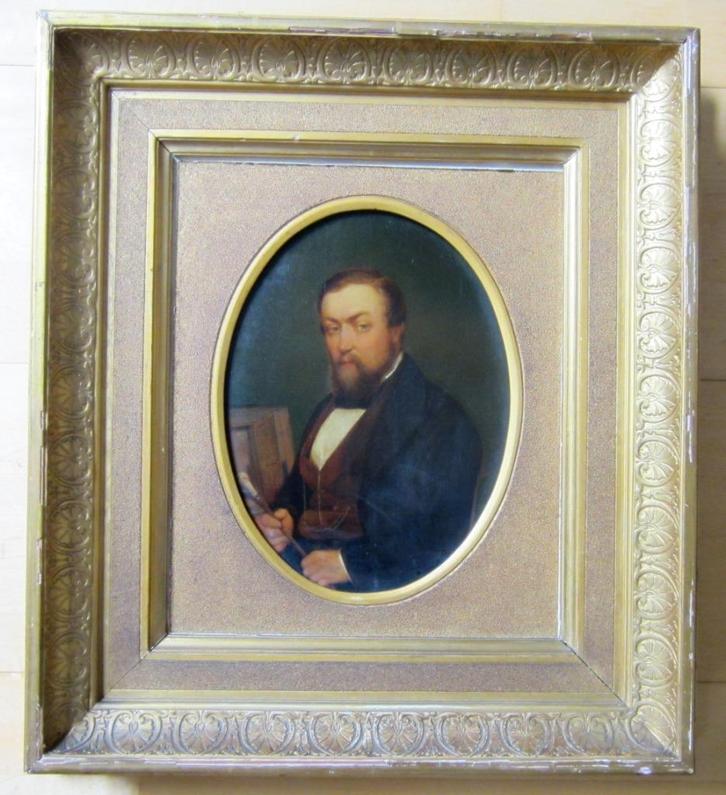 == c a 1850 == fraai portret==man met wandelstok ==, Antiek en Kunst, Kunst | Schilderijen | Klassiek, Ophalen of Verzenden