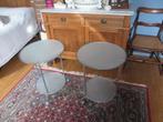 2 glazen bijzet tafels, Huis en Inrichting, Tafels | Bijzettafels, Minder dan 55 cm, Rond, Ophalen, 45 tot 60 cm