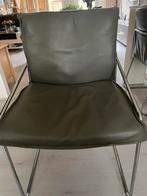 4 x rvs buisframe leren stoelen vintage, Huis en Inrichting, Stoelen, Ophalen, Gebruikt, Leer, Vier