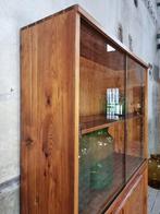 Vintage Grenen Houten Vitrinekast | Buffet Vitrine Kast, Huis en Inrichting, Kasten | Vitrinekasten, Met deur(en), 25 tot 50 cm