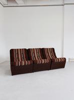 SET VAN 3 VINTAGE ZITELEMENTEN - BRUIN/ORANJE BEKLEDING, Huis en Inrichting, Gebruikt, -, -, Ophalen of Verzenden