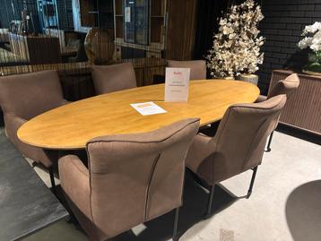 Eetkamerstoelen set (6 stuks) - Bruin met wielen! beschikbaar voor biedingen