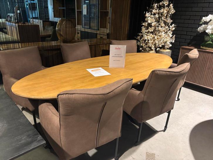 Eetkamerstoelen set (6 stuks) - Bruin met wielen!, Huis en Inrichting, Stoelen, Nieuw, Vier, Metaal, Bruin, Ophalen of Verzenden