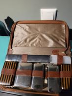 Vintage heren reis scheerset in leren etui – compleet – jare, Ophalen of Verzenden, Gebruikt, Bruin, Ogen