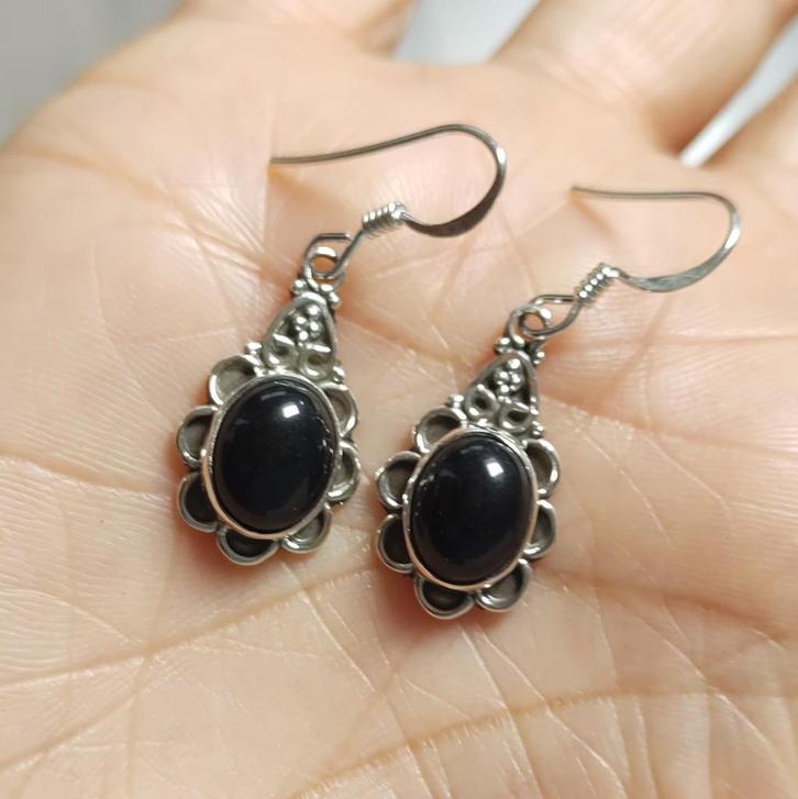 zilveren oorbellen met natuurlijke Zwarte Onyx zilver 925, Sieraden, Tassen en Uiterlijk, Oorbellen, Nieuw, Knopjes of Stekers