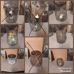Sjieke, landelijke windlichten, glas, bubbel, chips, deco, Overige materialen, Overige kleuren, Nieuw, Ophalen of Verzenden
