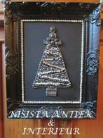 Kerst Schilderij Kerstboom met Parels Zwarte Lijst 52 x 41, Diversen, Ophalen of Verzenden, Zo goed als nieuw