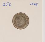 25 cent 1848, Postzegels en Munten, Munten | Nederland, Ophalen of Verzenden, Koning Willem II, Losse munt, 25 cent