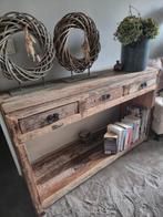 Houten dressoir/ sidetablemet 3 lades en open vak, Gebruikt, 150 tot 200 cm, Ophalen of Verzenden, Landelijk