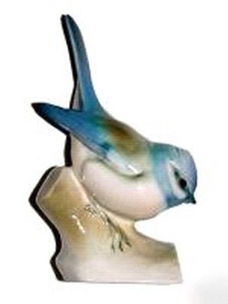 Zsolnay - Vintage porselein beeldje Blauw vogeltje (4081-10), Verzamelen, Beelden en Beeldjes, Ophalen, Zo goed als nieuw, Dier