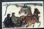 Paard-en-wagen passeert tractor met hout, 1951, 1940 tot 1960, Paard, Gelopen, Verzenden