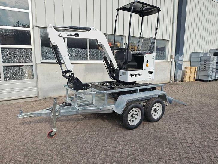 JPC - 2025 - KV12 - Minigraafmachine met aanhangwagen, Zakelijke goederen, Machines en Bouw | Kranen en Graafmachines, Graafmachine