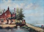 P.C. Steenhouwer (1896-1972)-Hollands huis aan het water, Antiek en Kunst, Ophalen of Verzenden