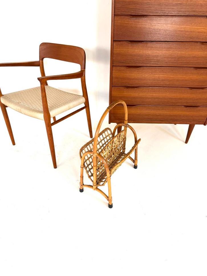 Vintage rotan & bamboe tijdschriftenrek ‘60, Huis en Inrichting, Woonaccessoires | Krantenbakken en Lectuurbakken, Zo goed als nieuw