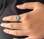 Art Deco diamanten topaas 18k gouden platina ring dames, Sieraden, Tassen en Uiterlijk, Antieke sieraden, Ophalen of Verzenden