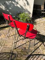 Retro formica Rode Stoeltjes - Set van 2 en tafeltje, Huis en Inrichting, Ophalen, Kunststof, Gebruikt, Twee