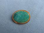 Broche / hanger met groene steen in 14 karaat goud, Ophalen of Verzenden, Zo goed als nieuw, Groen, Goud