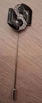 Vintage Broche/Speld reversespeld hoedenspeld pinspeld, Sieraden, Tassen en Uiterlijk, Verzenden, Zo goed als nieuw, Zwart, Overige materialen