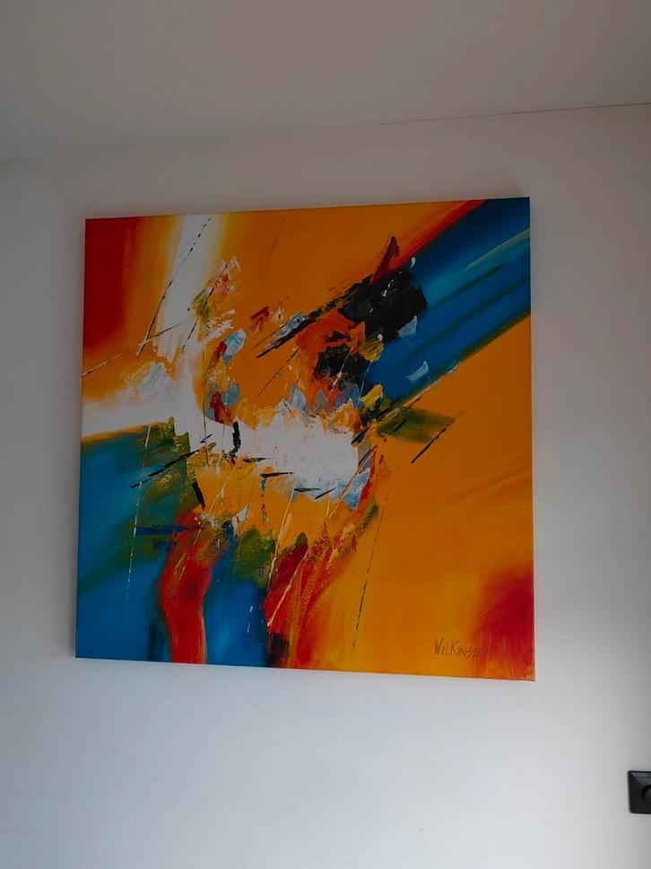 Abstract Schilderij van Wilkinson - 100x100 cm, Antiek en Kunst, Kunst | Schilderijen | Abstract, Ophalen