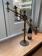 Antieke messing verstelbare  kandelaar Kaarsenstandaard, Antiek en Kunst, Ophalen of Verzenden, Koper of Brons