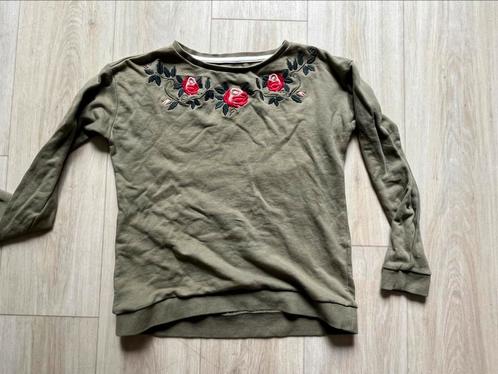 Trui met geborduurde bloemen S, Kleding | Dames, Truien en Vesten, Gedragen, Maat 36 (S), Groen, Ophalen of Verzenden