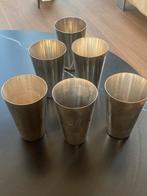 6 Verzilverde Bierbekers met Gravure, Ophalen of Verzenden, Zilver