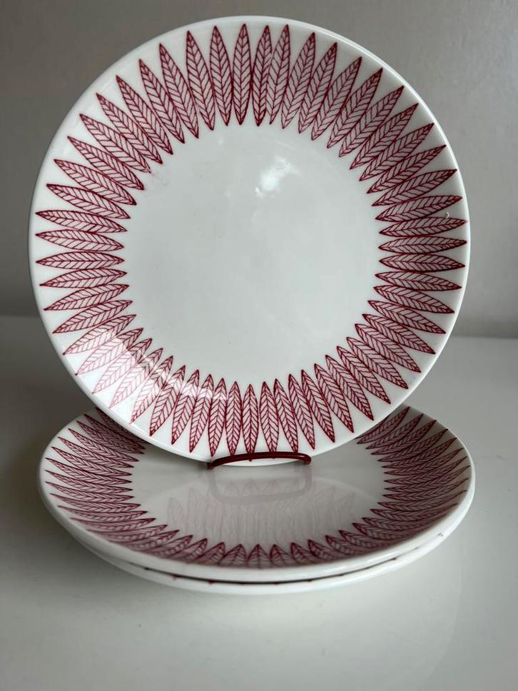 Vintage Set 3 Gustavsberg ‘SALIX’ Ontbijtbord Stig Lindberg, Antiek en Kunst, Antiek | Servies los, Ophalen of Verzenden