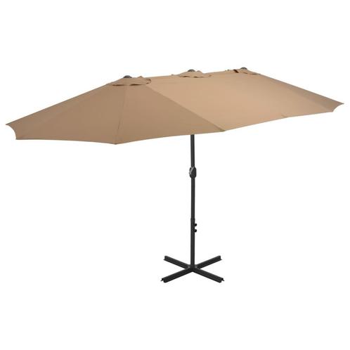 Parasol met aluminium paal 460x270 cm taupe, Tuin en Terras, Parasols, Nieuw, Zweefparasol, Meer dan 4 meter, Ophalen of Verzenden