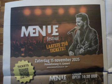 ticket voor MENU festival in Time Out a.s. zaterdag 15 nov. beschikbaar voor biedingen