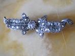 Diamant broche Hollands circa 1880, Sieraden, Tassen en Uiterlijk, Antieke sieraden, Ophalen, Zilver, Broche, Met edelsteen