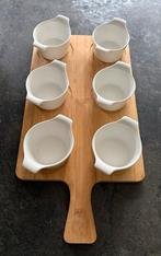 Houten plank met zes tapas potjes, Ophalen of Verzenden, Zo goed als nieuw