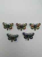 Zilveren vlinder broches met inleg: glasemaille., Verzenden