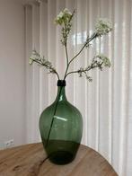 Donkergroene handgeblazen gistfles, Ophalen, Minder dan 50 cm, Groen, Glas