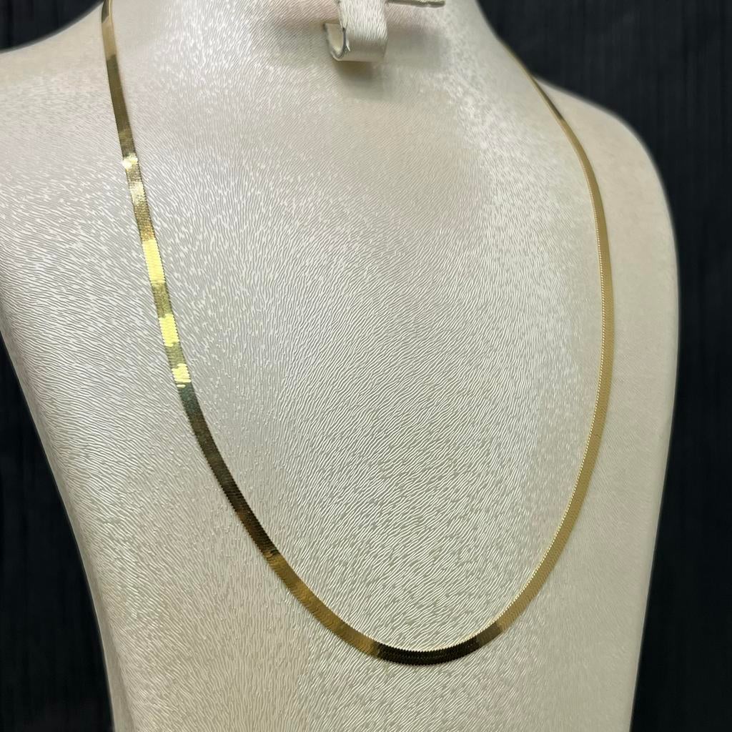 14k gouden ketting collier gladde schakel, Ophalen of Verzenden, Zo goed als nieuw, Goud