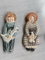 Houten Wanddecoratie Boer en Meisje, Antiek en Kunst, Kunst | Beelden en Houtsnijwerken, Ophalen of Verzenden
