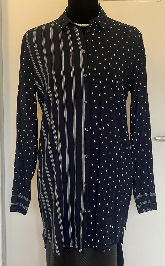 Sandwich longblouse gestreept en gestipt blauw maat 36, Kleding | Dames, Blouses en Tunieken, Gedragen, Maat 36 (S), Blauw, Verzenden