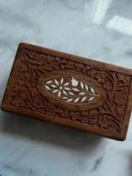 Uniek Vintage houten doosje houtwerk bloem Boite en bois vin, Verzenden