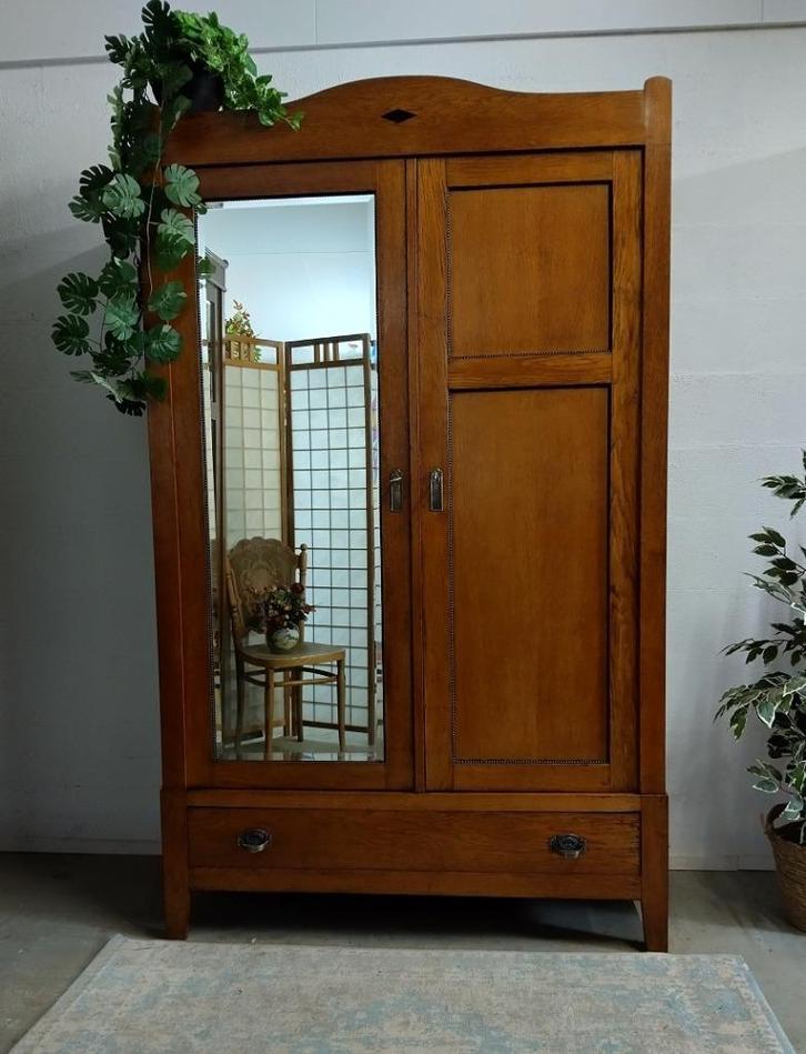 Demontabele art-deco vintage spiegelkast kledingkast, Huis en Inrichting, Kasten | Kledingkasten, Gebruikt, 200 cm of meer, 100 tot 150 cm