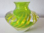 Vintage Murano vase glas glazen groene en gele swirl vaas, Antiek en Kunst, Ophalen of Verzenden